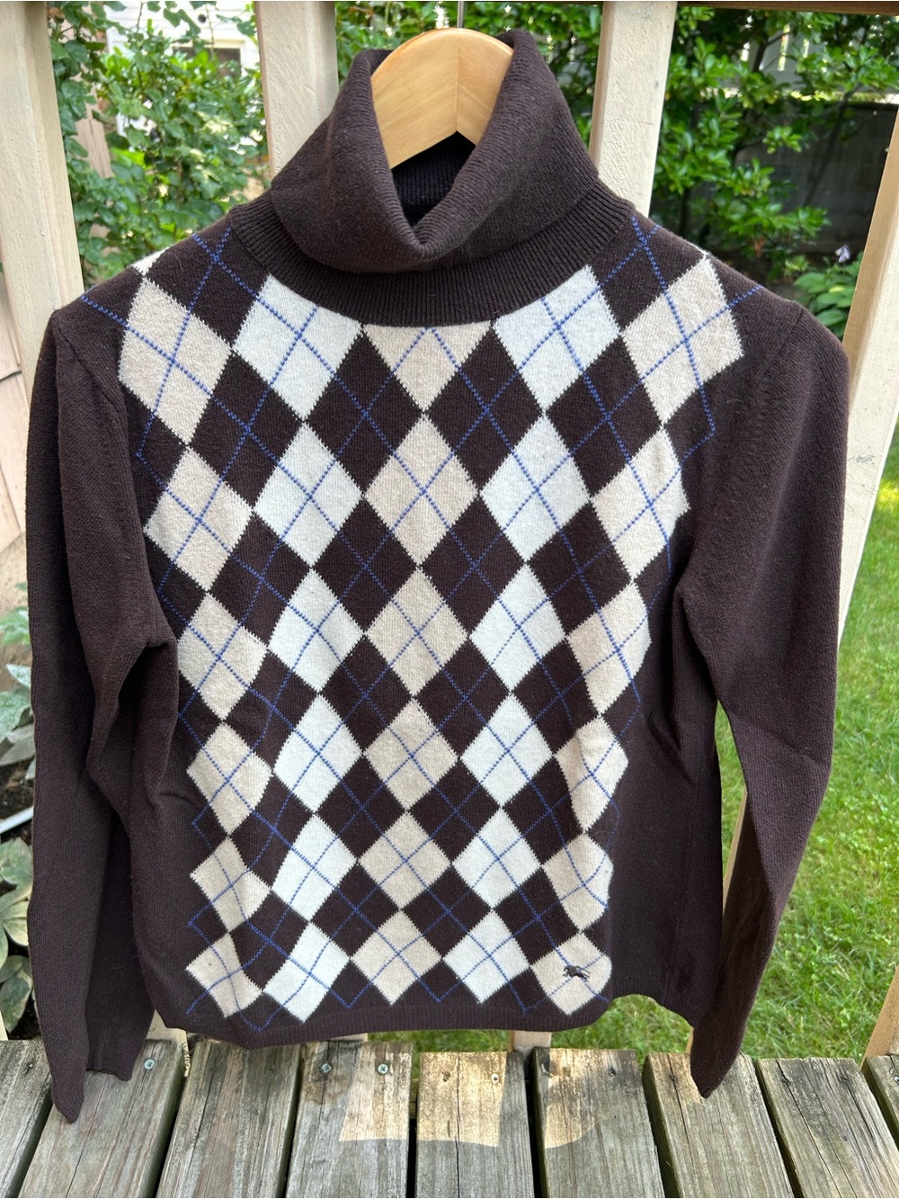 Burberry Brown Turtleneck Sweater with Navy Label